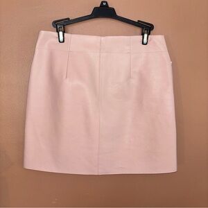 21 Saints Size M Faux Leather Mini Skirt in Pale Pink Front Zipper Chic
